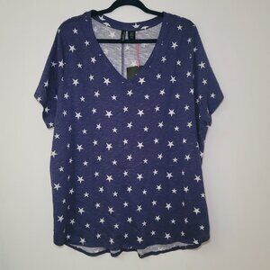 🆕  Antrhopologie Cynthia Rowley Stars Patriotic‎ Cotton T-Shirt, Size 3X